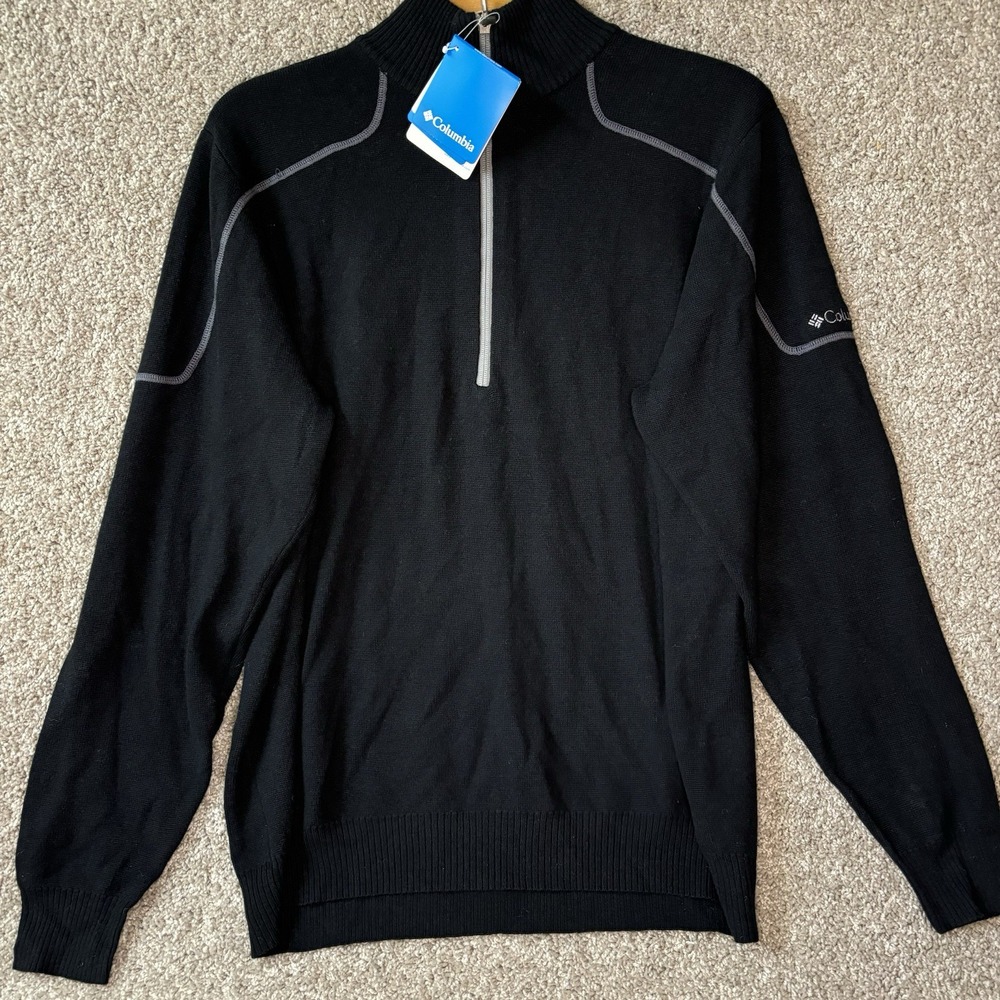 NEW Columbia Men's XL Sweater Half-zip Black Gray Pullover Detail Gorpcore - Picture 2 of 9
